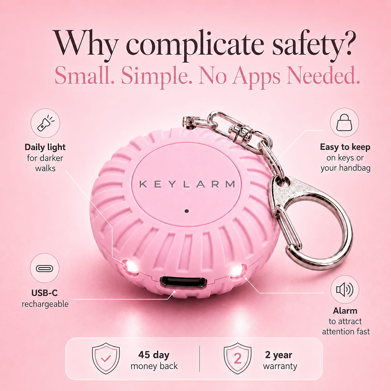 KEYLARM Personal Safety Alarm and Light